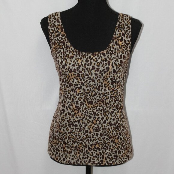 Chico's Size 2 Animal Print Sparkly Accented Top - Picture 1 of 10